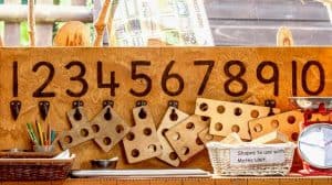 Numbers on the Nursery's maths board